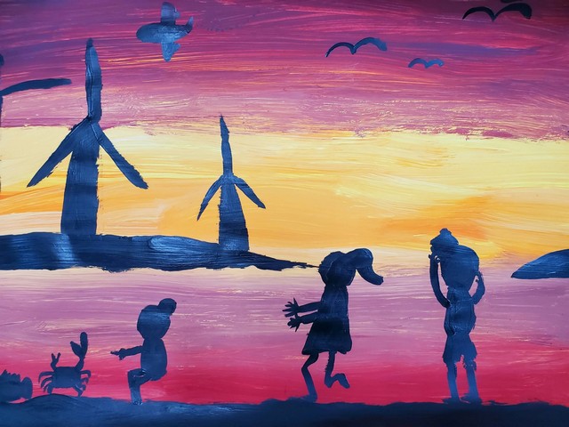 兒童美術研習班成果展-美麗的夕陽剪影